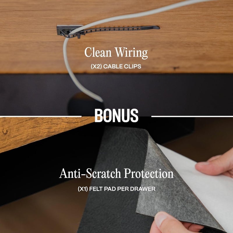 COREMINDED Under Desk Drawer Slide-Out – Lockable Metal Storage Drawer with Cable Management for Office & Home (Single, Non-Bracketed) - Image 4